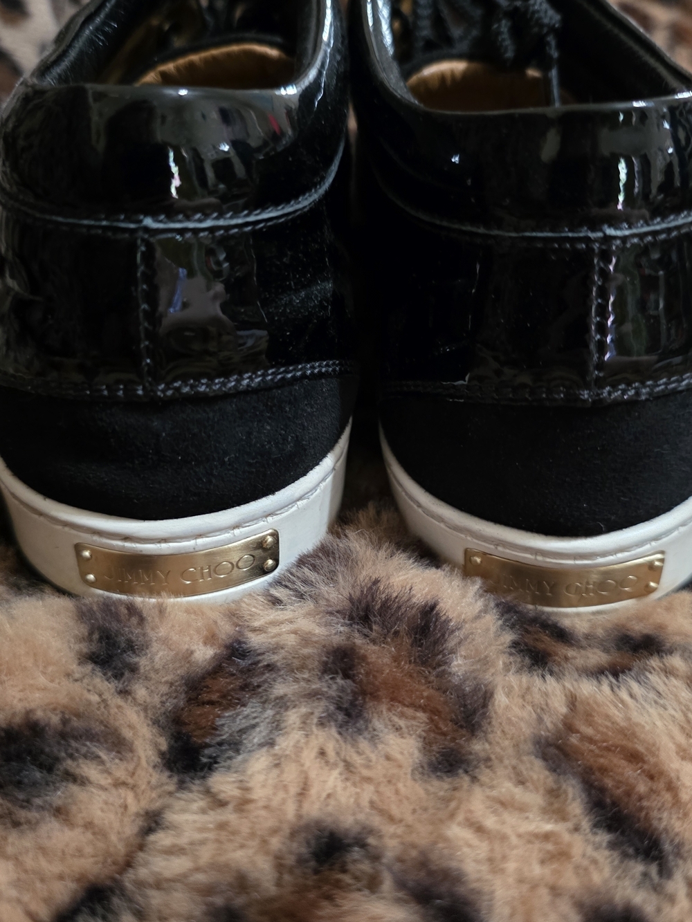 Jimmy Choo Black Suede & Patent Sneakers - Picture 3 of 6